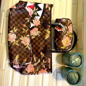 Shark flower tote and pouch